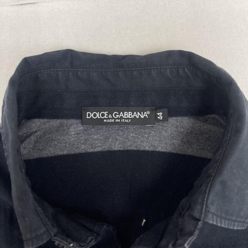ドルチェアンドガッバーナ DOLCE&GABBANA ポロシャツ 長袖 ボーダー柄 刺繍 ワッペン 長袖 ラガー シャツ 44 黒 / ブラック / black メンズ USED 古着 中古 50157957
