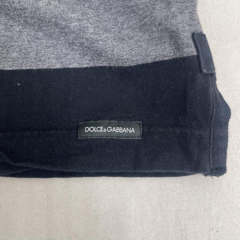 ドルチェアンドガッバーナ DOLCE&GABBANA ポロシャツ 長袖 ボーダー柄 刺繍 ワッペン 長袖 ラガー シャツ 44 黒 / ブラック / black メンズ USED 古着 中古 50157957