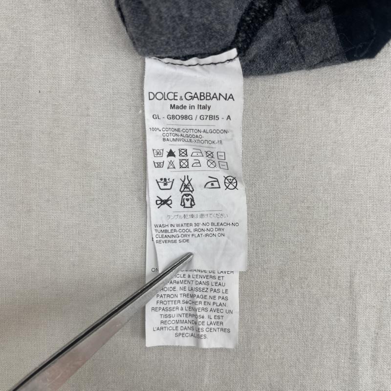 ドルチェアンドガッバーナ DOLCE&GABBANA ポロシャツ 長袖 ボーダー柄 刺繍 ワッペン 長袖 ラガー シャツ 44 黒 / ブラック / black メンズ USED 古着 中古 50157957