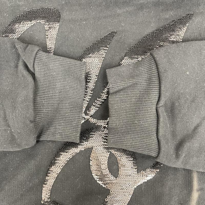 アレキサンダーマックイーン ALEXANDERMCQUEEN パーカー 長袖 McQ イタリア製 スパンコール コットン プルオーバー パーカー M 黒 / ブラック / black メンズ USED 古着 中古 50157959