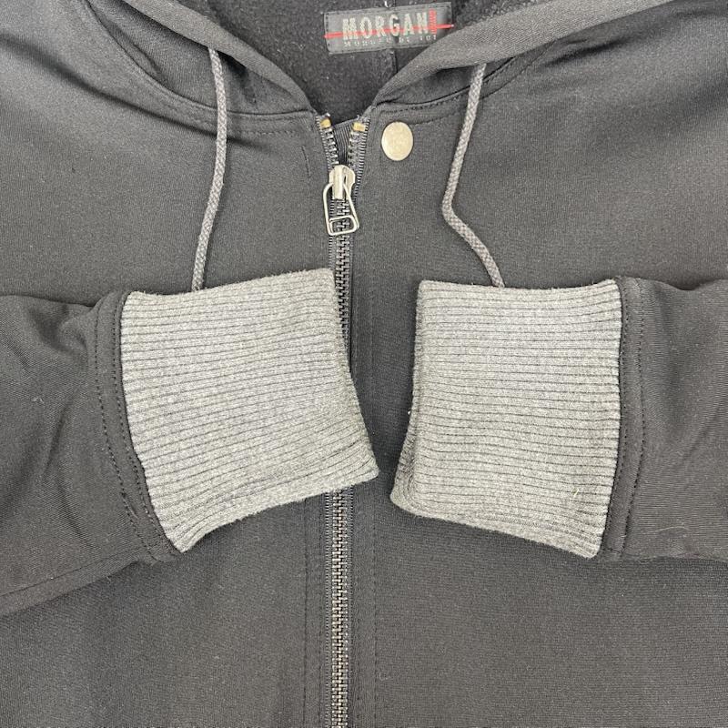 モルガンオム MORGAN HOMME パーカー 長袖 00s ダブルジップ ストレッチ リブ パーカー 黒 / ブラック / black メンズ USED 古着 中古 50157965
