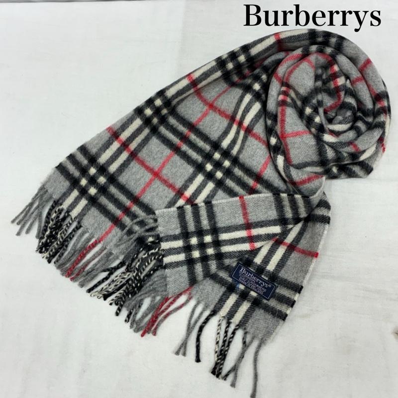 バーバリーズ BURBERRYS マフラー マフラー イングランド製 カシミヤ チェック フリンジ マフラー - チェック レディース USED 古着 中古 50157986