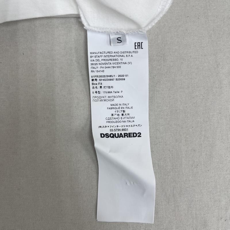 ディースクエアード DSQUARED2 Tシャツ 半袖 イタリア製 DSQ2 ロゴ プリント クルーネック Tシャツ S 白 / ホワイト / white メンズ USED 古着 中古 50157998