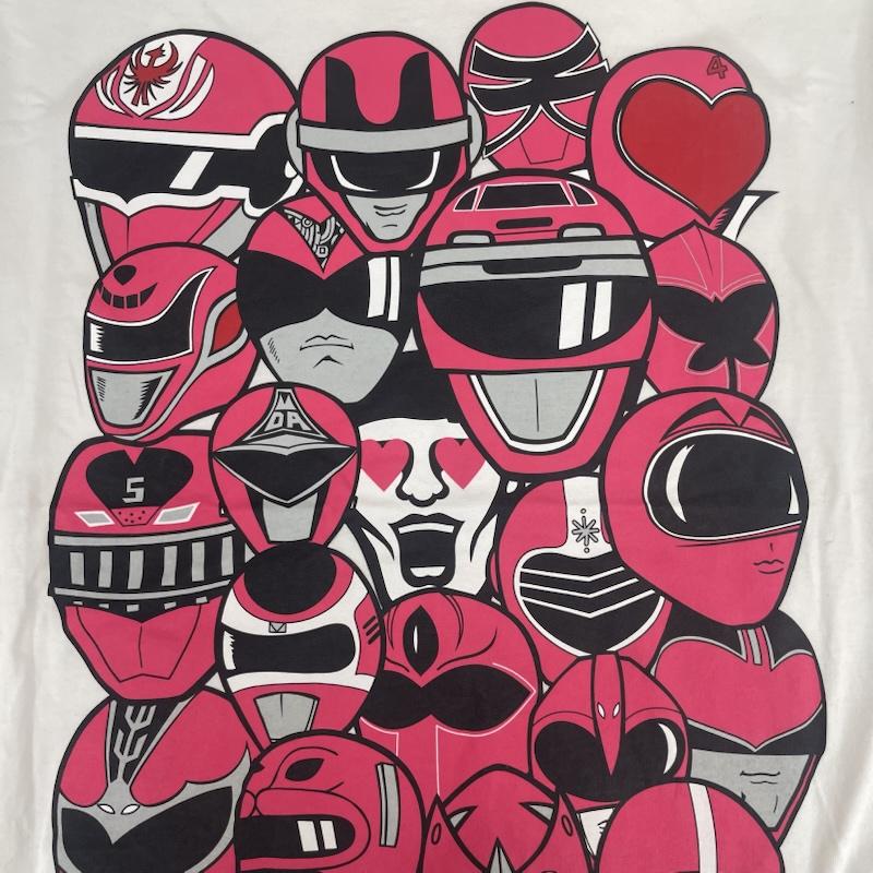 パンクドランカーズ PUNK DRUNKERS Tシャツ 半袖 スーパー戦隊 コラボ ピンク大集合TEE プリント Tシャツ L 白 / ホワイト / white メンズ USED 古着 中古 50157999