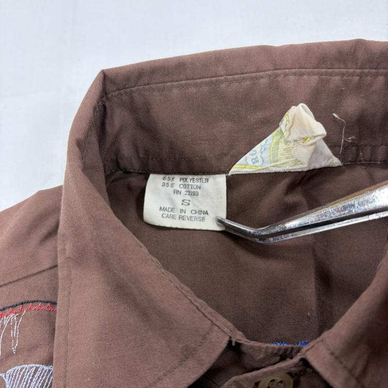 ヴィンテージ VINTAGE シャツ、ブラウス 長袖 70s 80s ヴィンテージ ウエスタン 長袖 シャツ 刺繍 Rocking Ranchwear S 総柄 茶 / ブラウン / brown X マルチカラー / マルチカラー / multicolor メンズ USED 古着 中古 50158014