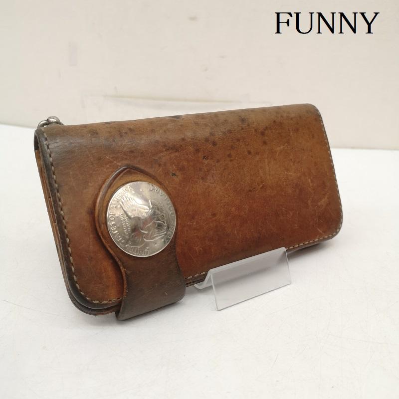 ファニー FUNNY 財布 長財布 レザー ロング ウォレット 長財布 コンチョ - 茶 / ブラウン / brown メンズ USED 古着 中古 50158026
