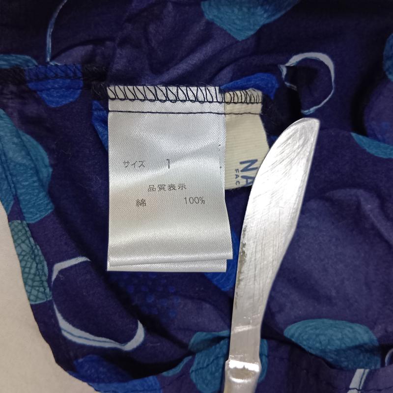 古着 USED シャツ、ブラウス 半袖 NARU FACTORY フリルギャザーデザイン 水玉プリント 半袖シャツブラウス navy cotton100% size:1 1 ドット 紺 / ネイビー / navy レディース USED 古着 中古 50158033