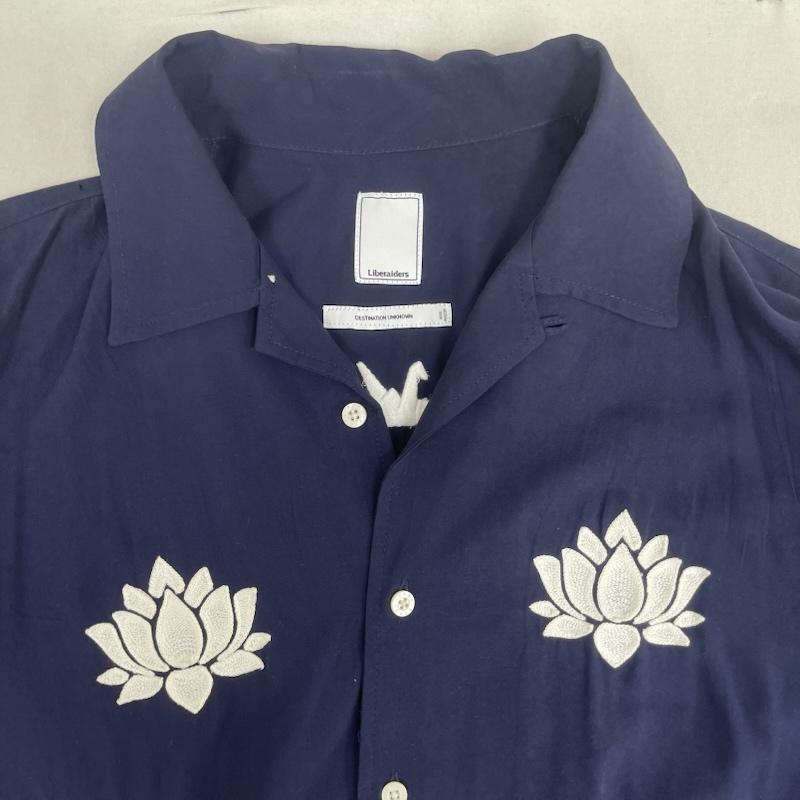 リベレイダース Liberaiders シャツ、ブラウス 半袖 花柄 両面 刺繍 シャツ レーヨン 732022407 紺 / ネイビー / navy メンズ USED 古着 中古 50158050