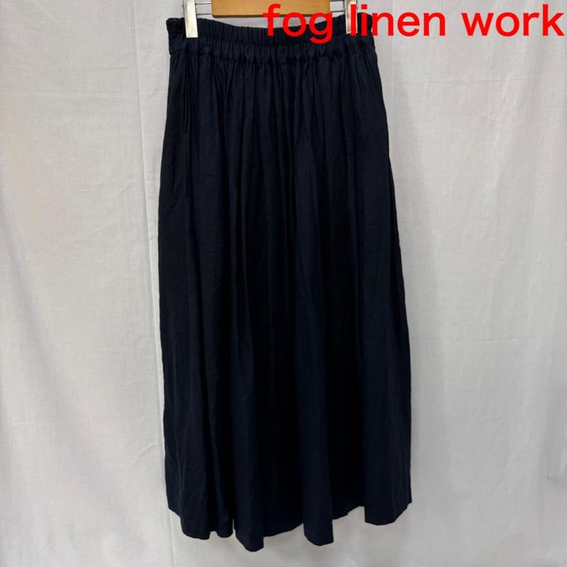フォグリネンワーク fog linen work スカート ロングスカート ギャザーロングスカート navy リネン - 無地 紺 / ネイビー / navy レディース USED 古着 中古 50158064