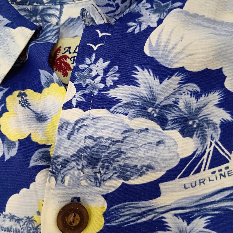 ＵＳフルギ US古着 シャツ、ブラウス 半袖 ALOHA PARADISE アロハシャツ ヴィンテージ柄 LURLINE号 ランドマーク柄 blue L L 総柄 青 / ブルー / blue メンズ USED 古着 中古 50158071
