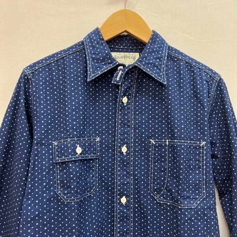 シュガーケーン SUGAR CANE シャツ、ブラウス 長袖 4.5oz インディゴ カジノ ストライプ ワーク シャツ SC28651 S メンズ USED 古着 中古 50158087