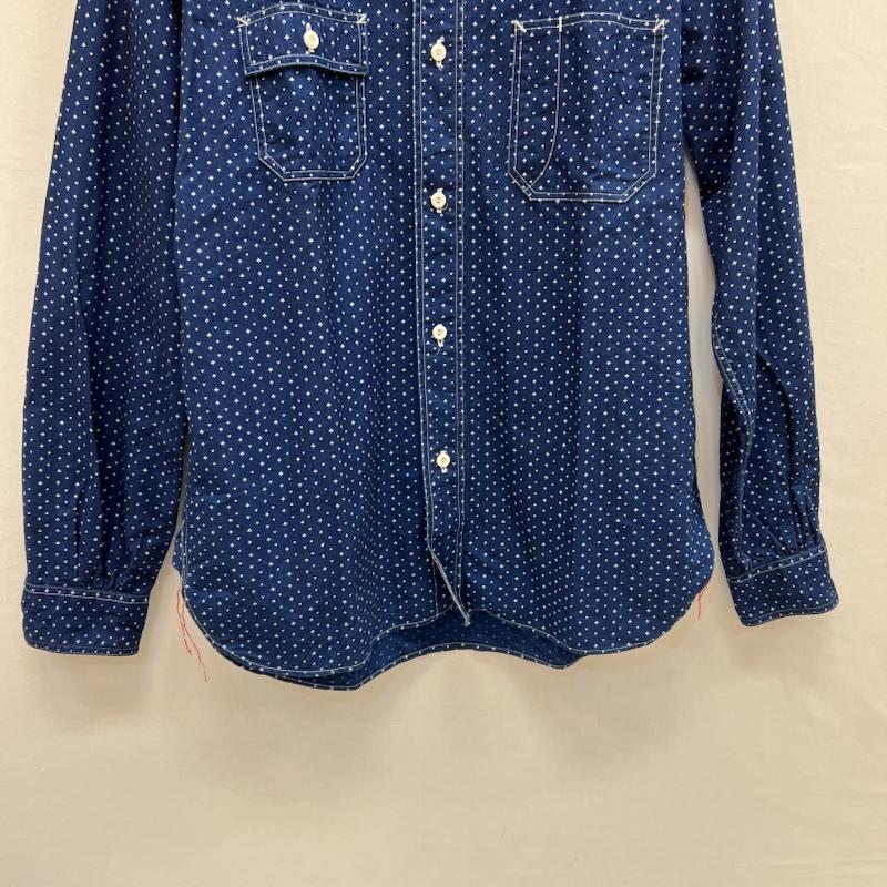 シュガーケーン SUGAR CANE シャツ、ブラウス 長袖 4.5oz インディゴ カジノ ストライプ ワーク シャツ SC28651 S メンズ USED 古着 中古 50158087