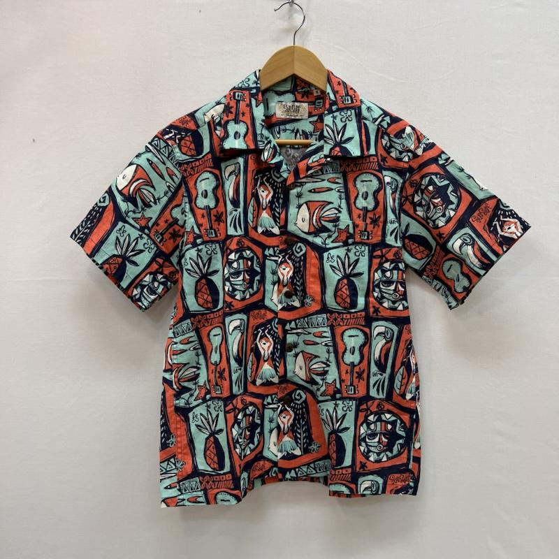 サンサーフ SUN SURF シャツ、ブラウス 半袖 Masked Marvel SS38149 コットンリネン ハワイアン アロハ シャツ S 紺 / ネイビー / navy メンズ USED 古着 中古 50158095