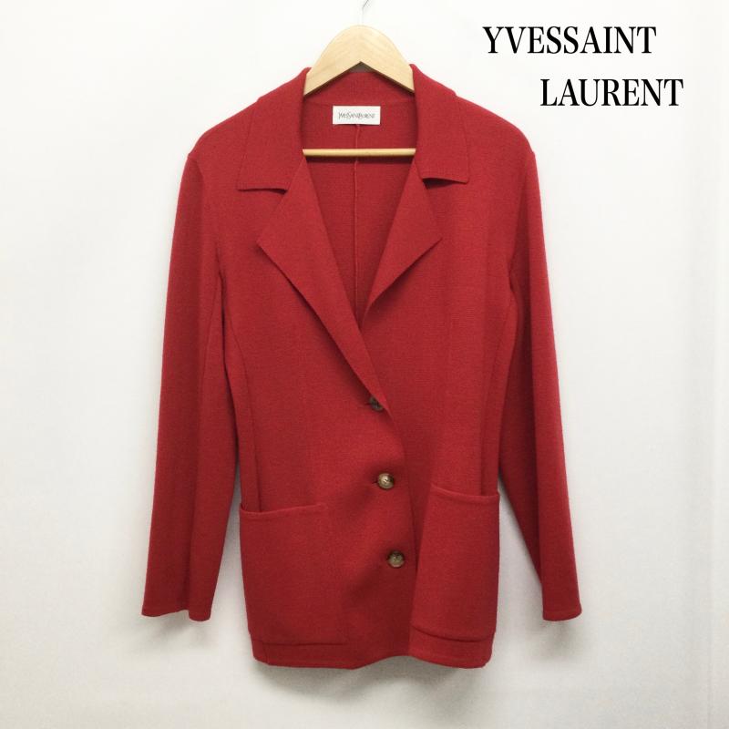 イヴサンローラン Yves Saint Laurent ジャケット、上着 ジャケット、ブレザー Yves saint Laurent イヴサンローラン　ウールニットジャケット ウール100% M 無地 赤 / レッド / red レディース USED 古着 中古 50158116