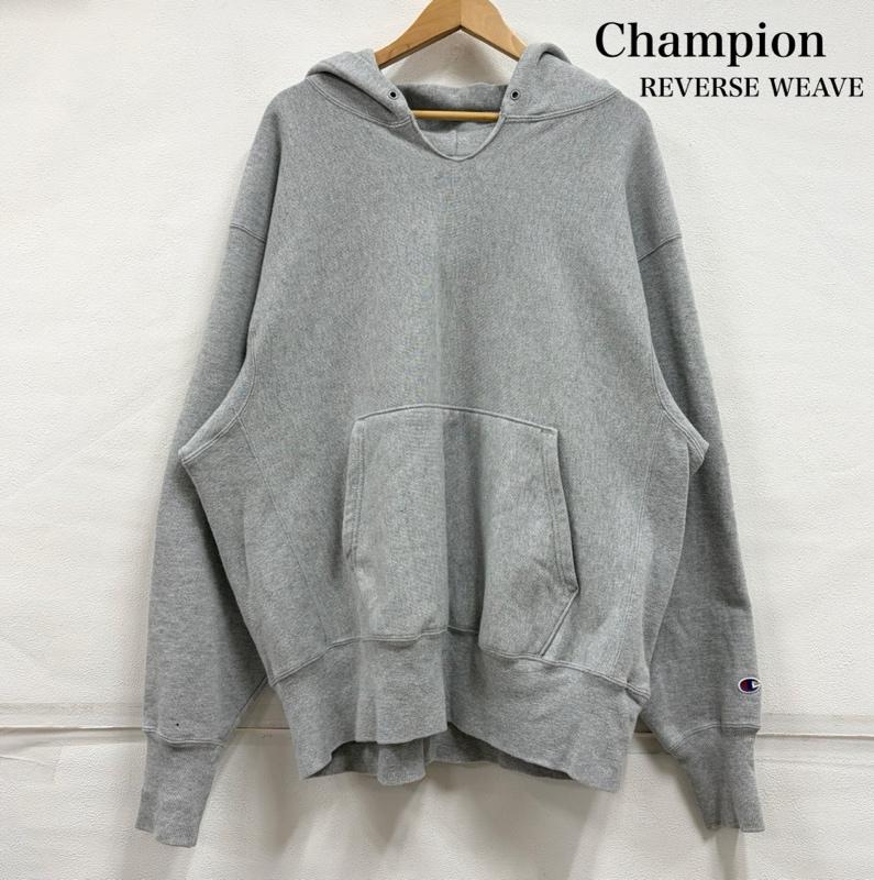 チャンピオン Champion パーカー 長袖 REVERSEWEAVE リバースウィーブ プルオーバー フーディー リメイク パーカー 目無し アーカイブ XL ワンポイント X ロゴ、文字 X 刺繍 灰 / グレー / gray メンズ USED 古着 中古 50158134