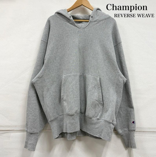 チャンピオン Champion パーカー 長袖 REVERSEWEAVE リバースウィーブ プルオーバー フーディー リメイク パーカー 目無し アーカイブ XL ワンポイント X ロゴ、文字 X 刺繍 灰 / グレー / gray メンズ USED 古着 中古 50158134