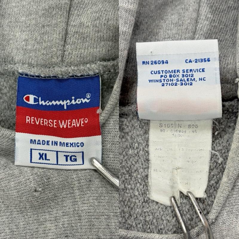 チャンピオン Champion パーカー 長袖 REVERSEWEAVE リバースウィーブ プルオーバー フーディー リメイク パーカー 目無し アーカイブ XL ワンポイント X ロゴ、文字 X 刺繍 灰 / グレー / gray メンズ USED 古着 中古 50158134