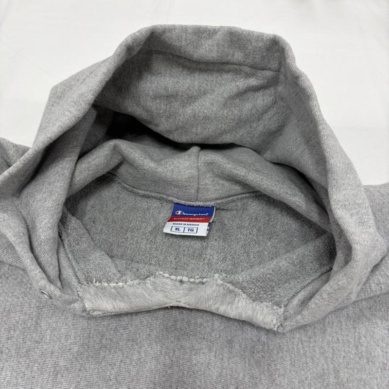 チャンピオン Champion パーカー 長袖 REVERSEWEAVE リバースウィーブ プルオーバー フーディー リメイク パーカー 目無し アーカイブ XL ワンポイント X ロゴ、文字 X 刺繍 灰 / グレー / gray メンズ USED 古着 中古 50158134