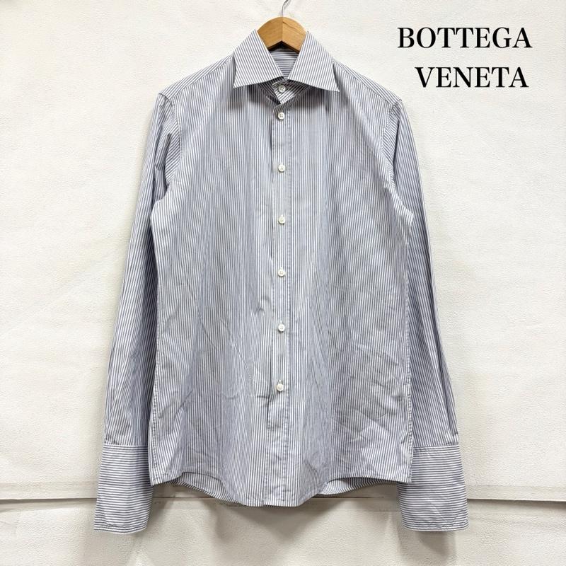 ボッテガヴェネタ BOTTEGA VENETA シャツ、ブラウス 長袖 ストライプ 長袖 シャツ イタリア製 48 ストライプ 白 / ホワイト / white X 紺 / ネイビー / navy メンズ USED 古着 中古 50158145