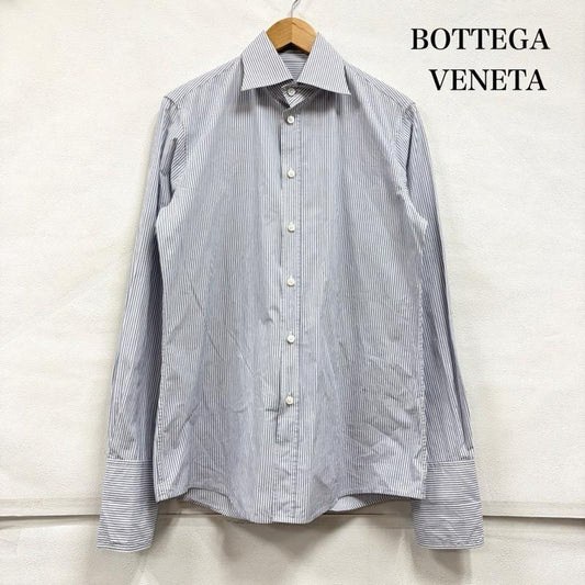 ボッテガヴェネタ BOTTEGA VENETA シャツ、ブラウス 長袖 ストライプ 長袖 シャツ イタリア製 48 ストライプ 白 / ホワイト / white X 紺 / ネイビー / navy メンズ USED 古着 中古 50158145