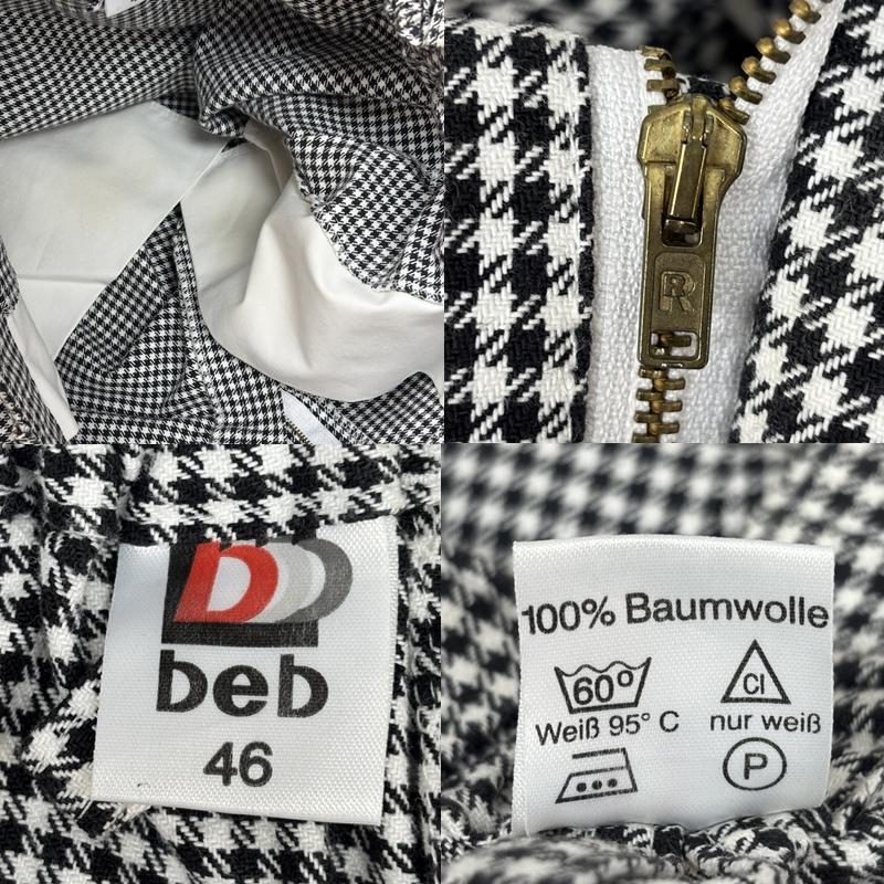 古着 USED ボトムス ボトムス beb 千鳥格子柄 ユーロ コック ワーク パンツ ウエストバックゴム 46 白 / ホワイト / white X 黒 / ブラック / black メンズ USED 古着 中古 50158154