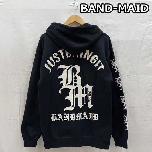 ギルダン GILDAN パーカー 長袖 BAND-MAID バンドメイド Just Bring It ロゴ ジップアップ フーディ スウェット パーカー M 黒 / ブラック / black メンズ USED 古着 中古 50158166