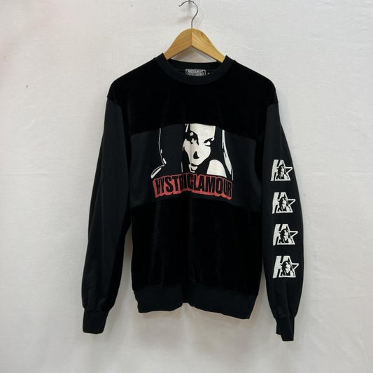 ヒステリックグラマー HYSTERIC GLAMOUR トレーナー 長袖 ガールプリント ベロア 切替 クルーネック スウェット S 黒 / ブラック / black メンズ USED 古着 中古 50158211