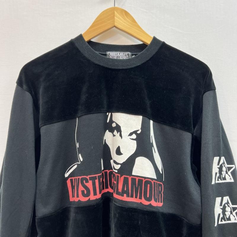 ヒステリックグラマー HYSTERIC GLAMOUR トレーナー 長袖 ガールプリント ベロア 切替 クルーネック スウェット S 黒 / ブラック / black メンズ USED 古着 中古 50158211
