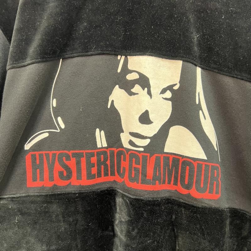 ヒステリックグラマー HYSTERIC GLAMOUR トレーナー 長袖 ガールプリント ベロア 切替 クルーネック スウェット S 黒 / ブラック / black メンズ USED 古着 中古 50158211