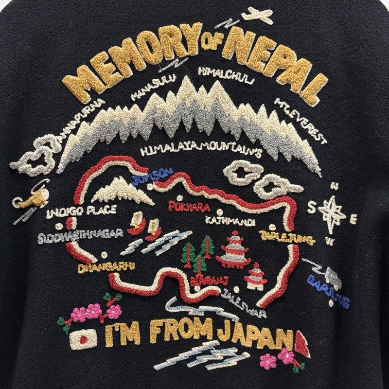 ハイスタンダード HIGH!STANDARD ジャケット、上着 ジャンパー、ブルゾン MEMORY OF NEPAL フルデコ レザー ウール スタジャン バーシティ ジャケット M 黒 / ブラック / black メンズ USED 古着 中古 50158251