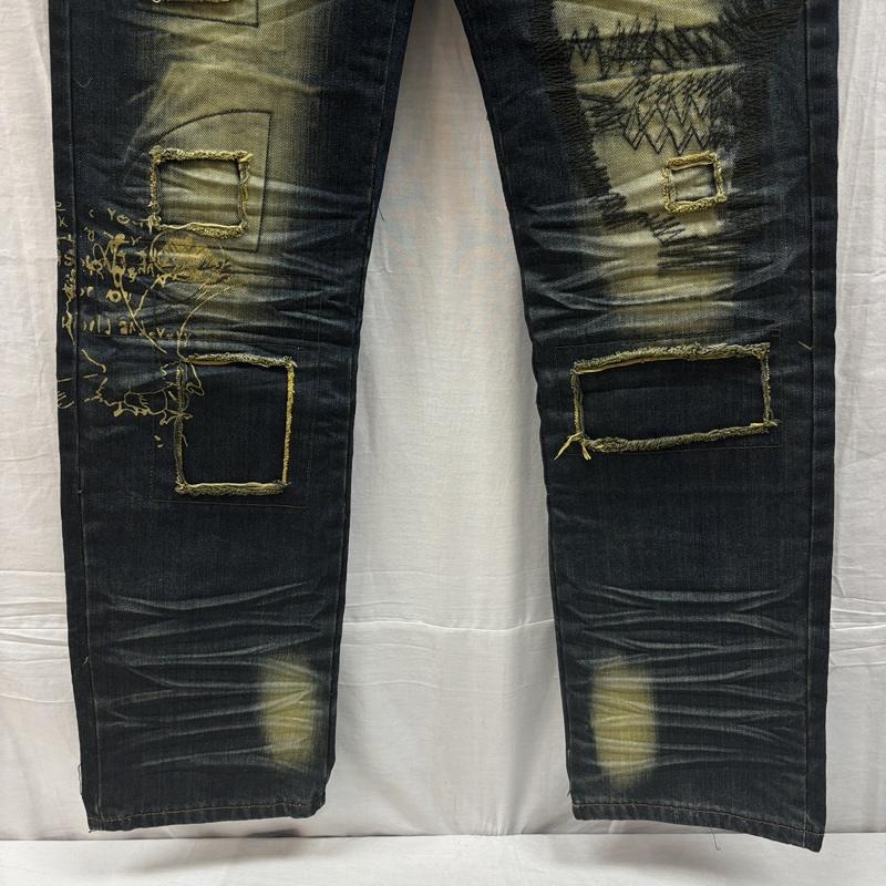 古着 USED ボトムス ボトムス TSL TE SI LIN JEANS リペア ユーズド加工 デニム ストレート パンツ 30インチ メンズ USED 古着 中古 50158256