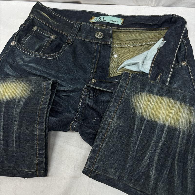 古着 USED ボトムス ボトムス TSL TE SI LIN JEANS リペア ユーズド加工 デニム ストレート パンツ 30インチ メンズ USED 古着 中古 50158256