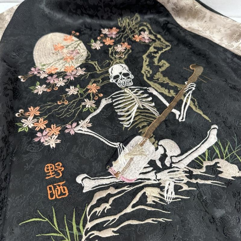 花旅楽団 花旅楽団 ジャケット、上着 ジャンパー、ブルゾン 桜 髑髏 スカル 刺繍 リバーシブル スカジャン L 黒 / ブラック / black X 緑 / グリーン / green メンズ USED 古着 中古 50158263