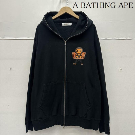 アベイシングエイプ A BATHING APE パーカー 長袖 BAPE baby milo プリント フル ジップ パーカー XL 黒 / ブラック / black メンズ USED 古着 中古 50158265