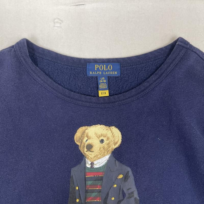 ポロラルフローレン POLO RALPH LAUREN トレーナー 長袖 ポロ ベアー プリント クルーネック トレーナー L 紺 / ネイビー / navy メンズ USED 古着 中古 50158277