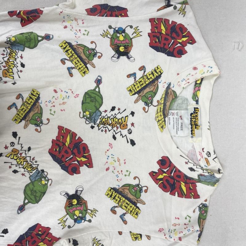 ヒステリックグラマー HYSTERIC GLAMOUR Tシャツ 半袖 90s バク虫 ロゴ デザイン オールオーバー プリント Tシャツ FREE オフホワイト / オフホワイト / レディース USED 古着 中古 50158299