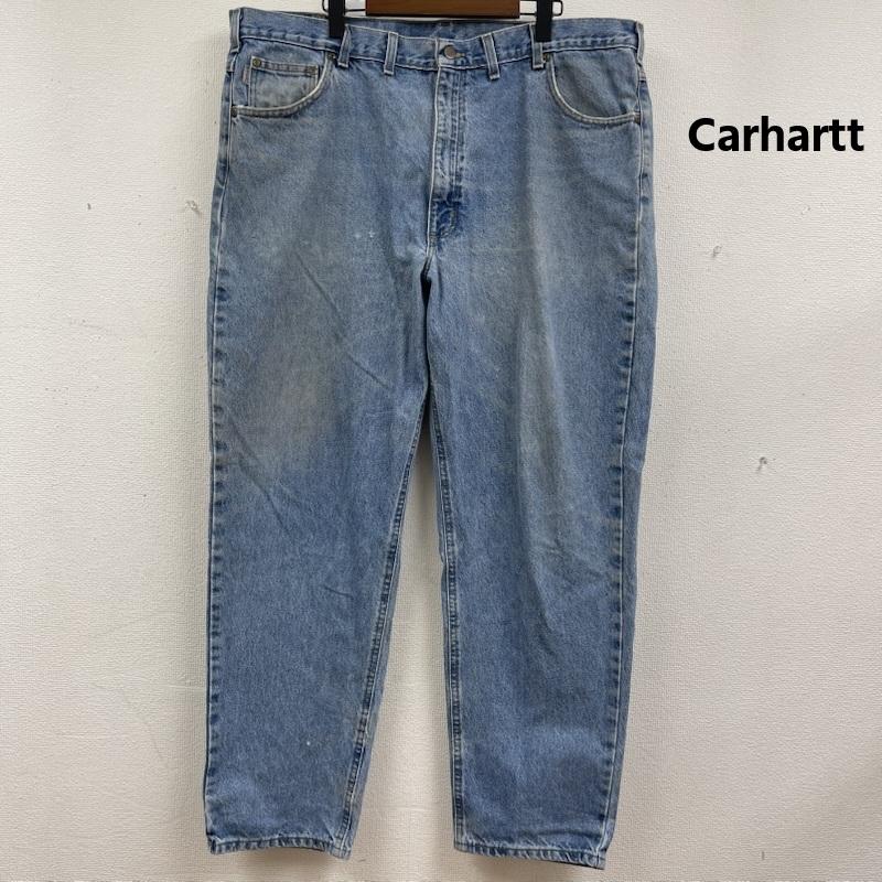 カーハート Carhartt パンツ デニム、ジーンズ B17 STW ビッグシルエット ロゴ パッチ デニム ワイド パンツ 44インチ インディゴ / インディゴ / Indigo メンズ USED 古着 中古 50158311