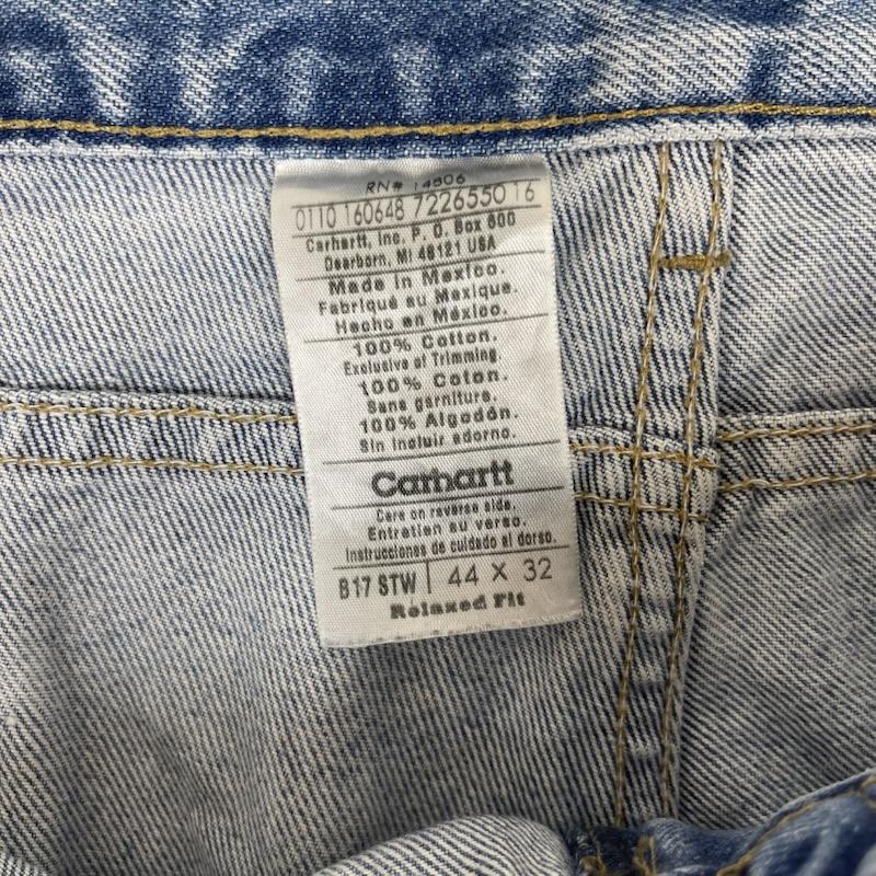 カーハート Carhartt パンツ デニム、ジーンズ B17 STW ビッグシルエット ロゴ パッチ デニム ワイド パンツ 44インチ インディゴ / インディゴ / Indigo メンズ USED 古着 中古 50158311