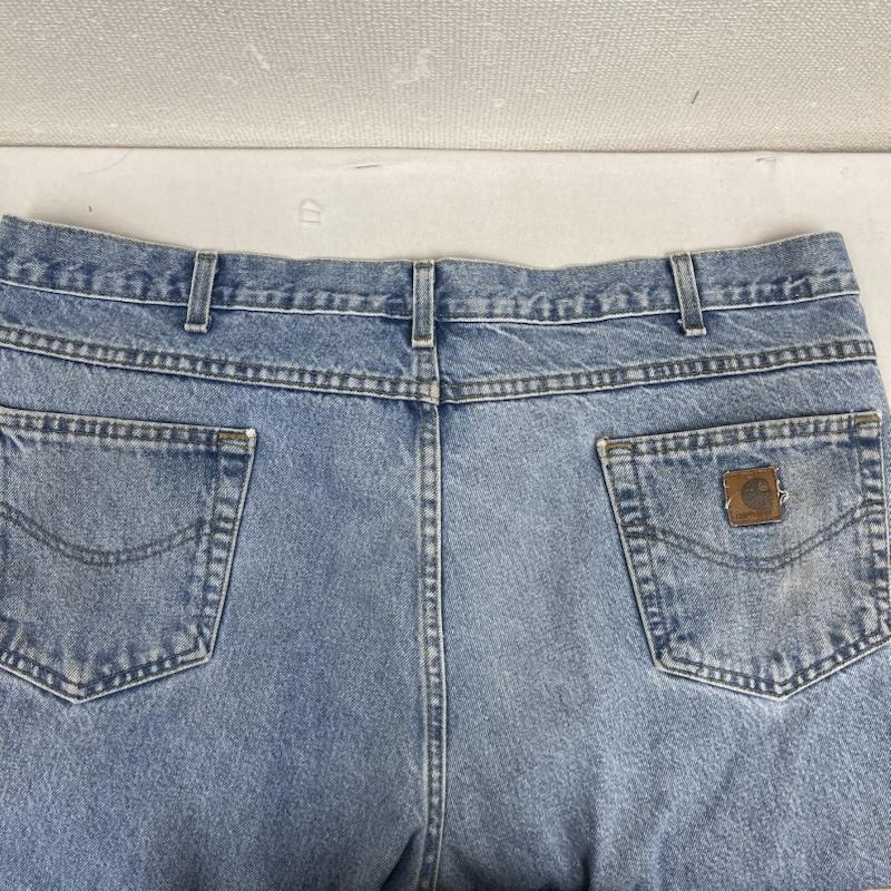 カーハート Carhartt パンツ デニム、ジーンズ B17 STW ビッグシルエット ロゴ パッチ デニム ワイド パンツ 44インチ インディゴ / インディゴ / Indigo メンズ USED 古着 中古 50158311