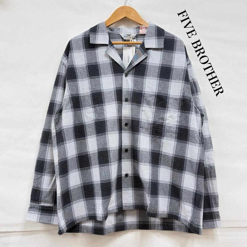 ファイブブラザー FIVE BROTHER シャツ、ブラウス 長袖 JOURNAL STANDARD rrelume 別注 オンブレチェック オープンカラー 長袖 シャツ L チェック 白 / ホワイト / white X 灰 / グレー / gray X 黒 / ブラック / black メンズ USED 古着 中古 50158331