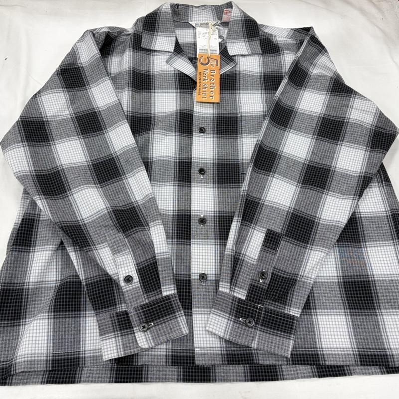 ファイブブラザー FIVE BROTHER シャツ、ブラウス 長袖 JOURNAL STANDARD rrelume 別注 オンブレチェック オープンカラー 長袖 シャツ L チェック 白 / ホワイト / white X 灰 / グレー / gray X 黒 / ブラック / black メンズ USED 古着 中古 50158331