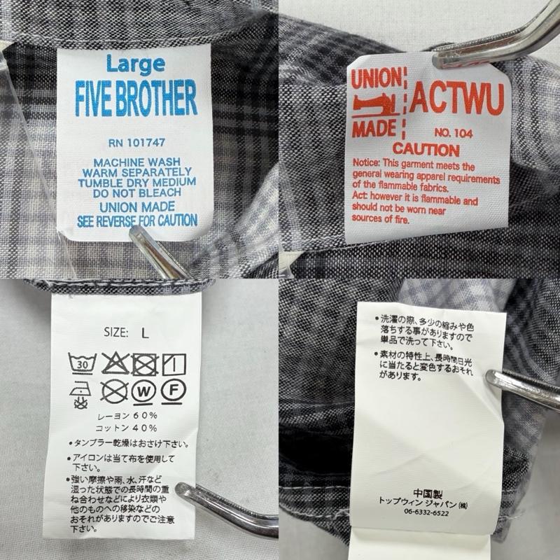 ファイブブラザー FIVE BROTHER シャツ、ブラウス 長袖 JOURNAL STANDARD rrelume 別注 オンブレチェック オープンカラー 長袖 シャツ L チェック 白 / ホワイト / white X 灰 / グレー / gray X 黒 / ブラック / black メンズ USED 古着 中古 50158331