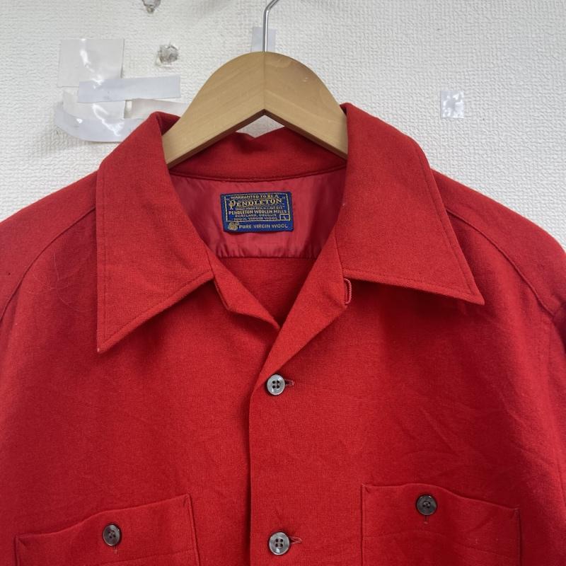 ペンドルトン PENDLETON シャツ、ブラウス 長袖 60s VIRGIN WOOL オープンカラー 長袖 シャツ L 赤 / レッド / red メンズ USED 古着 中古 50158344