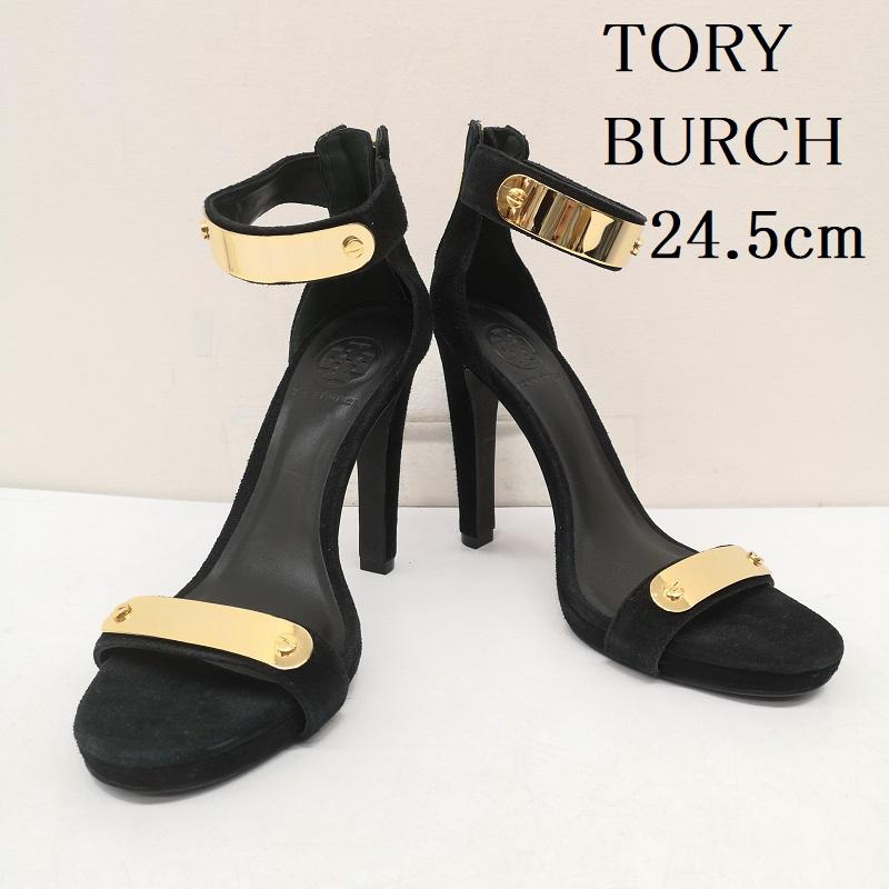 トリーバーチ TORY BURCH パンプス パンプス シシー ソフトスエード スティレット ヒール 7 1/2 24.5cm 黒 / ブラック / black X 金 / ゴールド / gold color レディース USED 古着 中古 50158354