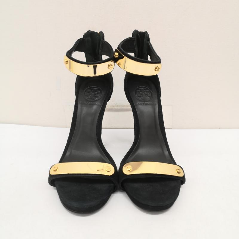 トリーバーチ TORY BURCH パンプス パンプス シシー ソフトスエード スティレット ヒール 7 1/2 24.5cm 黒 / ブラック / black X 金 / ゴールド / gold color レディース USED 古着 中古 50158354