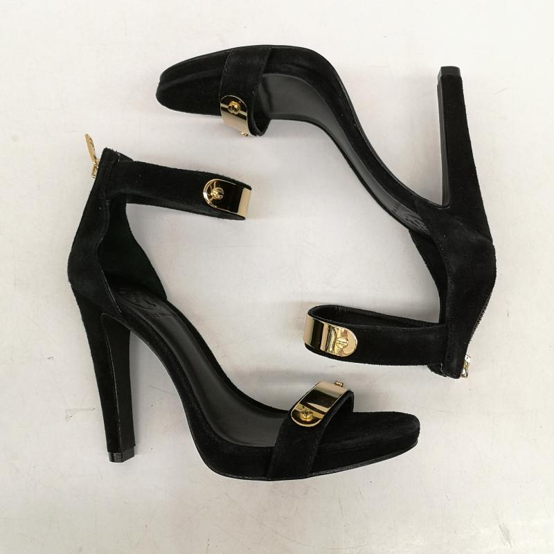 トリーバーチ TORY BURCH パンプス パンプス シシー ソフトスエード スティレット ヒール 7 1/2 24.5cm 黒 / ブラック / black X 金 / ゴールド / gold color レディース USED 古着 中古 50158354