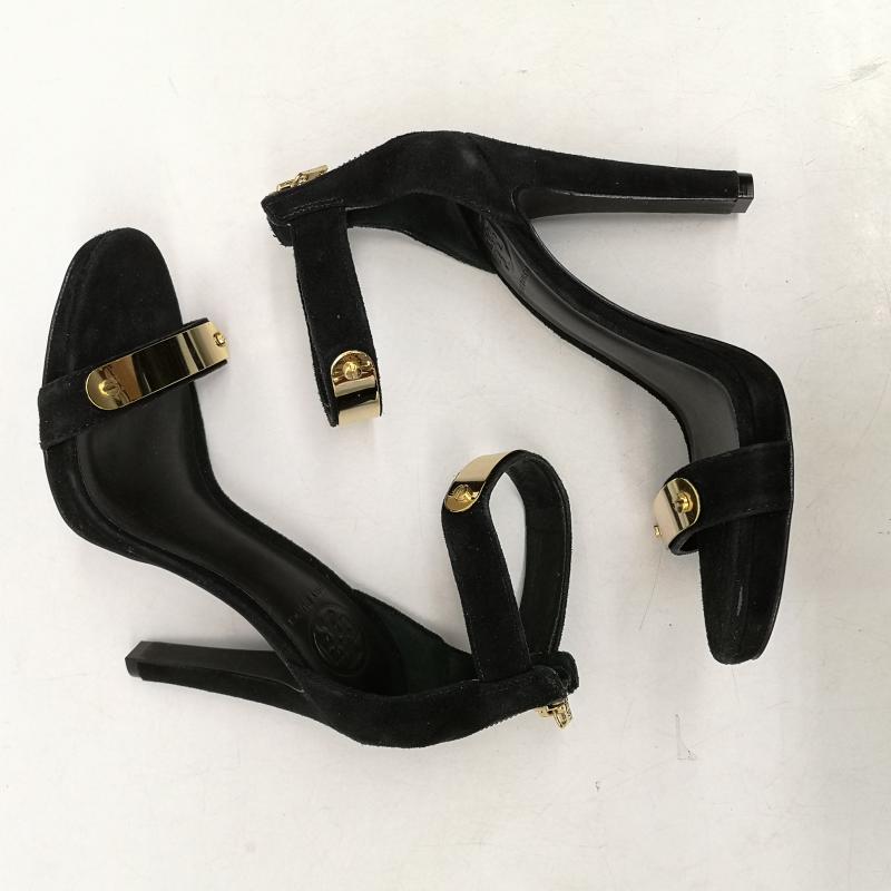 トリーバーチ TORY BURCH パンプス パンプス シシー ソフトスエード スティレット ヒール 7 1/2 24.5cm 黒 / ブラック / black X 金 / ゴールド / gold color レディース USED 古着 中古 50158354