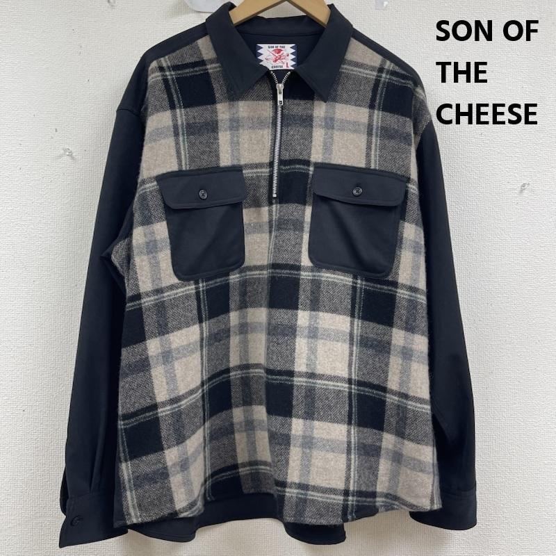 サノバチーズ SON OF THE CHEESE トレーナー 長袖 日本製 Half Zip Panel Check Shirt チェック柄 ウール レーヨン SC2320-SH04 L 黒 / ブラック / black メンズ USED 古着 中古 50158359
