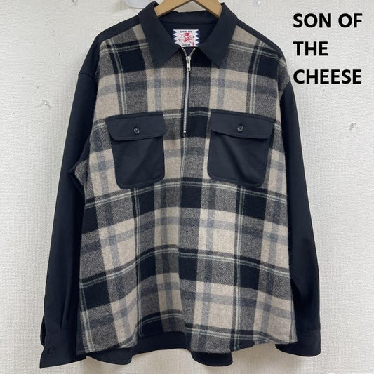 サノバチーズ SON OF THE CHEESE トレーナー 長袖 日本製 Half Zip Panel Check Shirt チェック柄 ウール レーヨン SC2320-SH04 L 黒 / ブラック / black メンズ USED 古着 中古 50158359