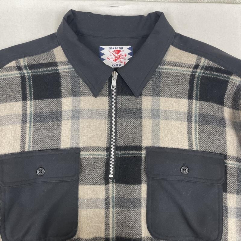サノバチーズ SON OF THE CHEESE トレーナー 長袖 日本製 Half Zip Panel Check Shirt チェック柄 ウール レーヨン SC2320-SH04 L 黒 / ブラック / black メンズ USED 古着 中古 50158359